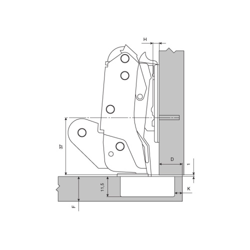 Петля накладная с доводчиком, Clip-on (cam), 155°, 48мм, отделка никель