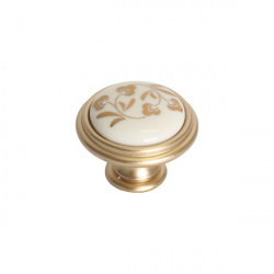Ручка-кнопка, отделка золото матовое "Милан" + керамика
