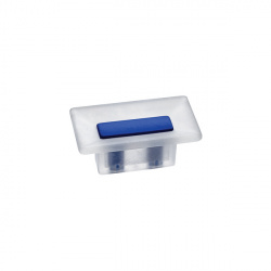 Ручка-кнопка 16мм, отделка транспарент матовый + синий 