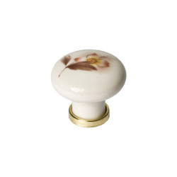 Ручка-кнопка, отделка бронза античная + керамика "коричневый цветок"