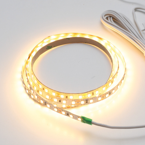 LED лента SMD2835, (теплый белый), 12Вт(12Вт/м), 12В, 1000х8 мм, каб. пит. 2м и кон.L813, 120LED/м, 1080Лм/м, IP20