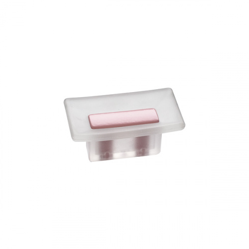 Ручка-кнопка 16мм, отделка транспарент матовый + розовый 
