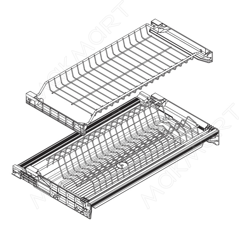 Двухуровневая сушка для посуды в шкаф 60