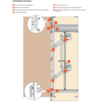EXEDRA Комплект фурнитуры для 1-ой левой двери (Н1576-1900 мм)