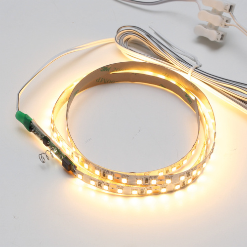 LED лента SMD2835 с сенсор. выкл.,(теплый белый), 24Вт(12Вт/м), 12В, 2000х8 мм, каб. пит. 2м и кон.L813, 120LED/м,1080Лм/м, IP20