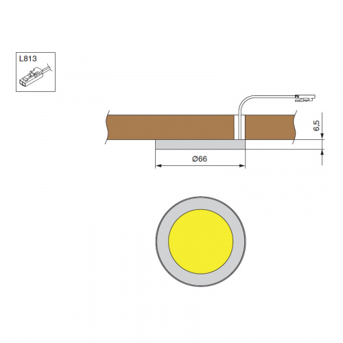 Комп-т из 1-го светильника с источником питания LED Matrix R-2, «No Dot», 66*6мм, 4000K, (1x2W), 12V, отделка серебро