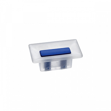 Ручка-кнопка 16мм, отделка транспарент матовый + синий 