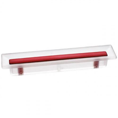 Ручка-скоба 96мм, отделка транспарент матовый + красный 