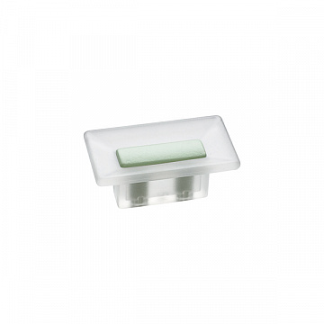 Ручка-кнопка 16мм, отделка транспарент матовый + светло-зелёный