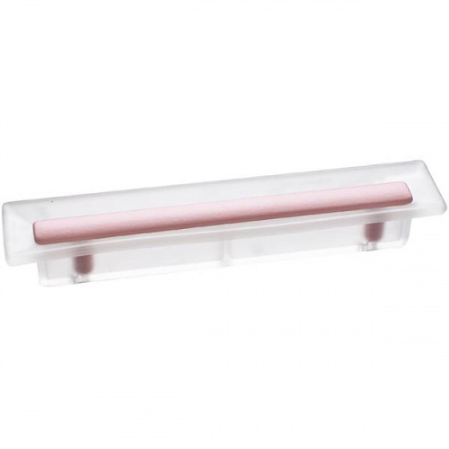 Ручка-скоба 96мм, отделка транспарент матовый + розовый 