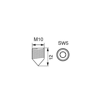 Винт для стяжки конической XS, М10х12 под ключ CH.5, отделка цинк