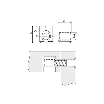 Бочонок стяжки винтовой d.10мм, h.14мм, M6 для 18мм ДСП (за 100 штук), отделка цинк