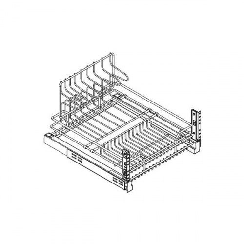 Сетка для посуды 1-уровневая в нижнюю базу 450 выдвижная, с доводчиком, отделка хром