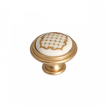 Ручка-кнопка, отделка золото матовое "Милан" + керамика