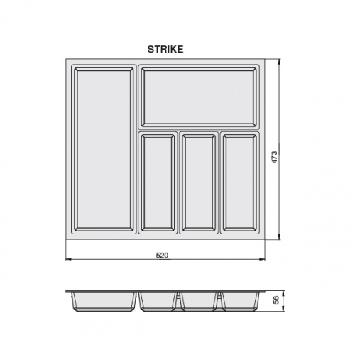 SKY Ёмкость в базу 600 (473х520) для столовых приборов, цвет белый