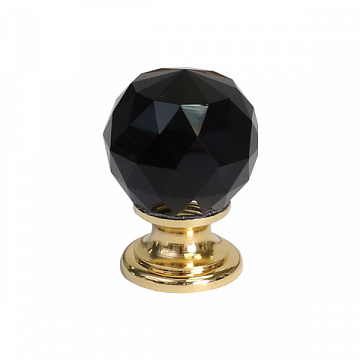 Ручка-кнопка, отделка золото глянец + черное стекло