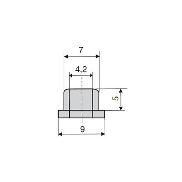 Шайба с бортиком, d1=4.2, d2=9, Н=5, транспарент (за 100 штук)